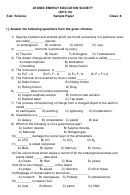 Sample Science Paper Worksheet - Class 8 - Atomic Energy Education Society - 2015-2016