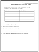 Favorite Movies Or Television Shows Worksheet