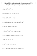 Simplifying Quadratic Expressions (f) Worksheet With Answer Key
