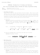 Law Of Total Probability, Bayes' Formula And Binary Hypothesis Testing Worksheet With Answers - University Of Illinois, 2012