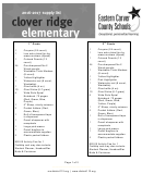 Class Supply List By Grade - Clover Ridge Elementary - 2016-2017