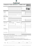 Form 71b - Standard Of Work Certificate Plumbing Work - Kingborough, Australia Printable pdf