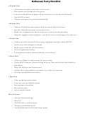 Halloween Party Checklist Template Printable pdf