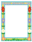 Happy Mothers Day Flowers Page Border Templates