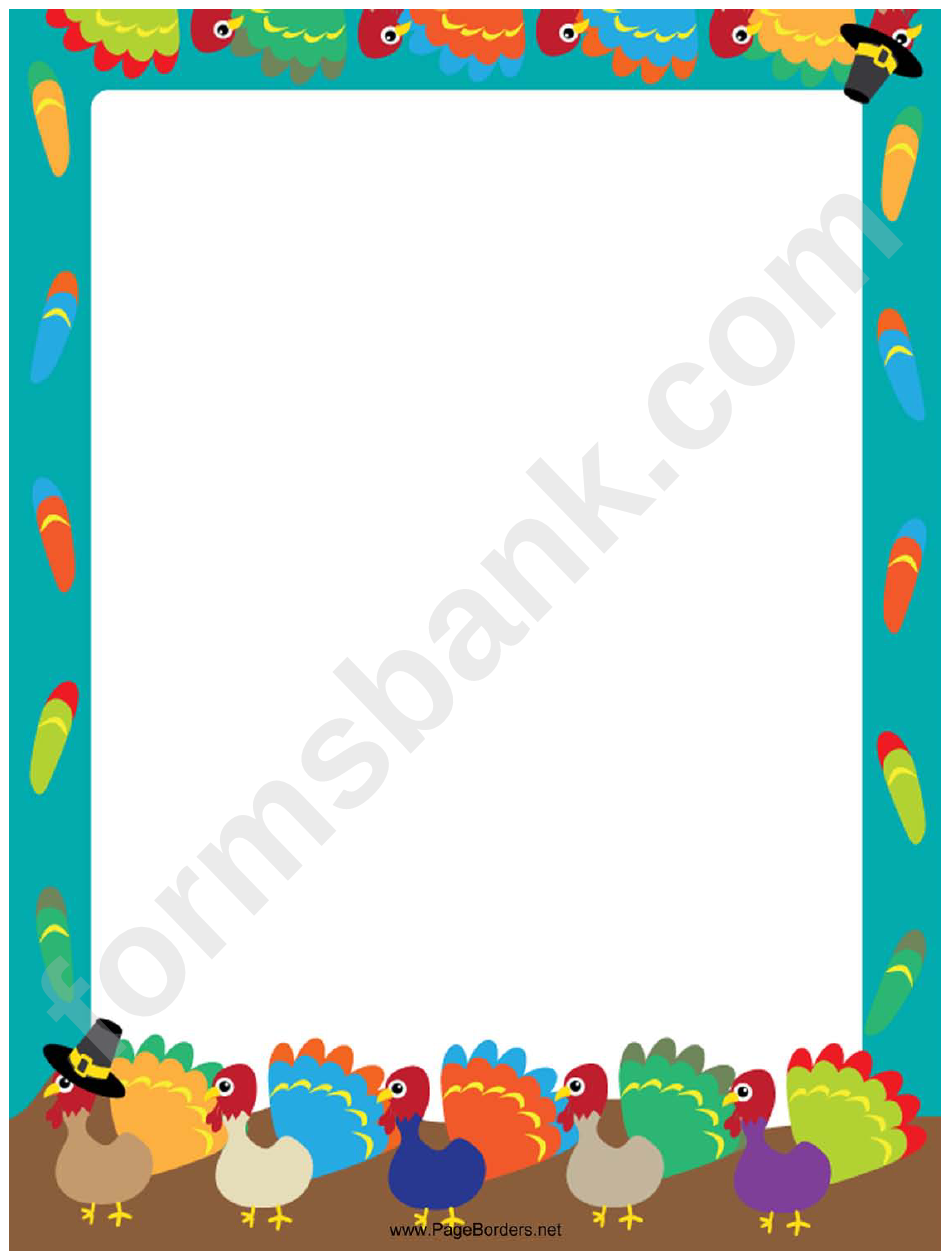 Colored Turkeys Page Border Templates