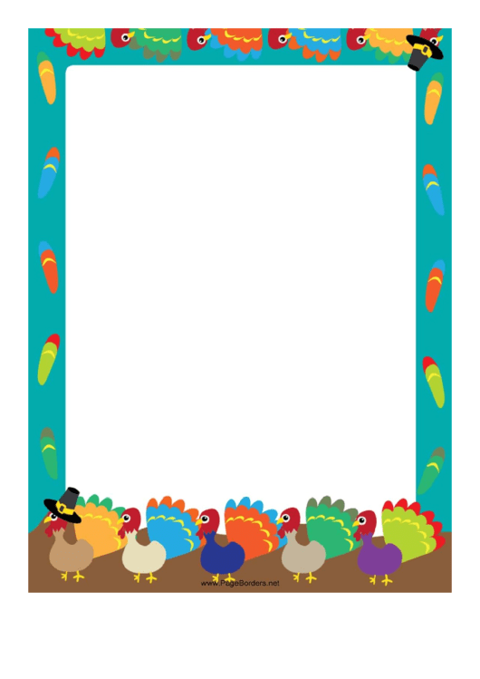 Colored Turkeys Page Border Templates Printable pdf