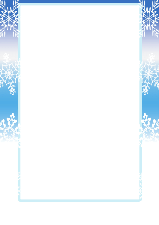 White Snowflakes Page Border Templates Printable pdf