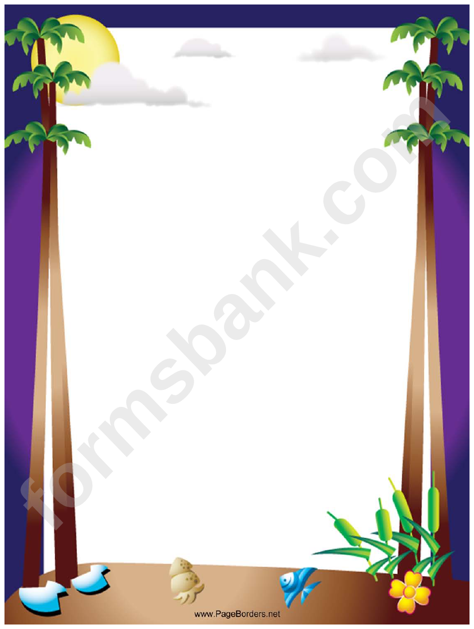 Beach And Palm Trees Page Border Templates
