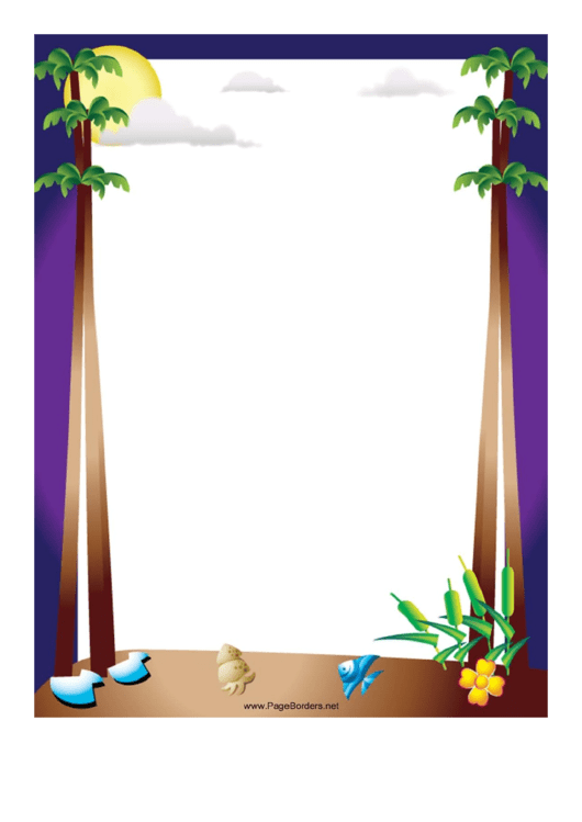 Beach And Palm Trees Page Border Templates Printable pdf