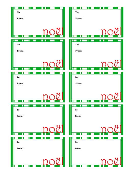 Christmas Noel Gift Tag Template Printable pdf