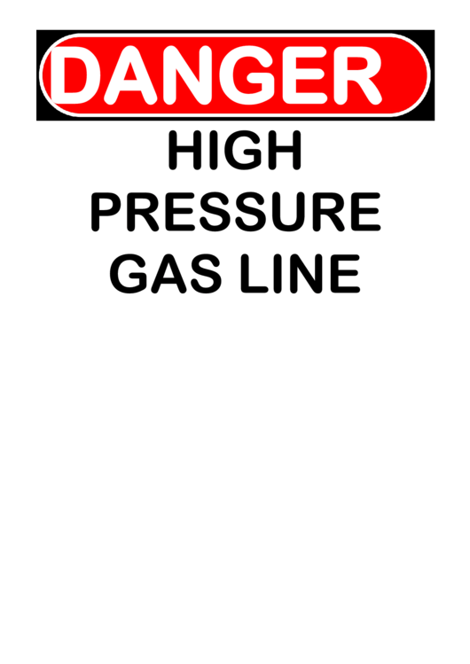 High Pressure Gas Warning Sign Template Printable pdf