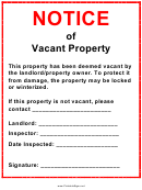 Vacant Property Sign