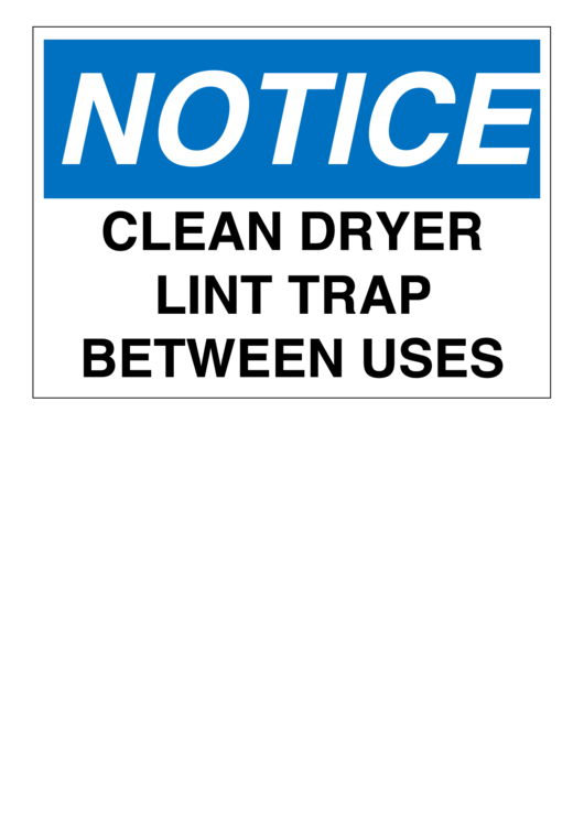Clean Dryer Trap Warning Sign Template Printable pdf