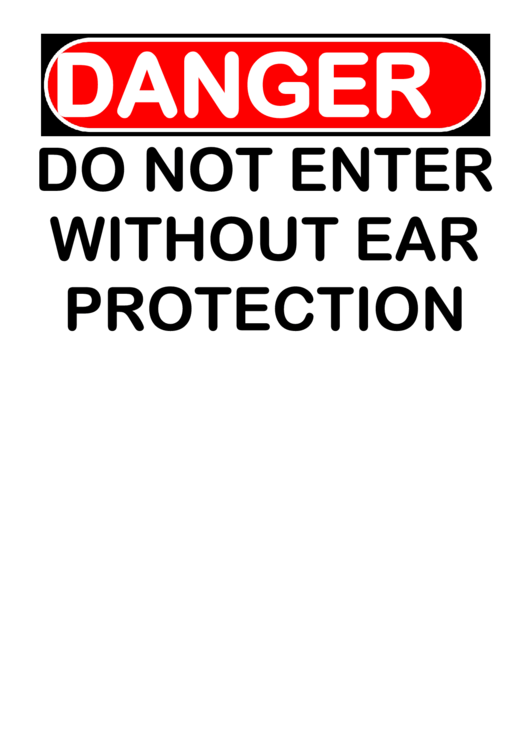 Ear Protection Warning Sign Template Printable pdf