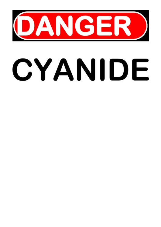 Cyanide Warning Sign Template Printable pdf