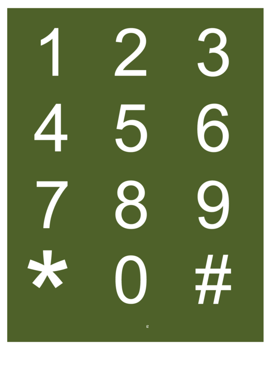 Number Chart Template (White On Green) Printable pdf
