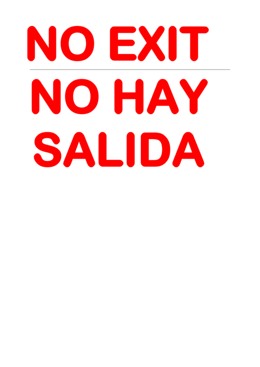 No Exit No Hay Sign Printable pdf
