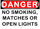 No Smoking Or Open Lights Warning Sign Template