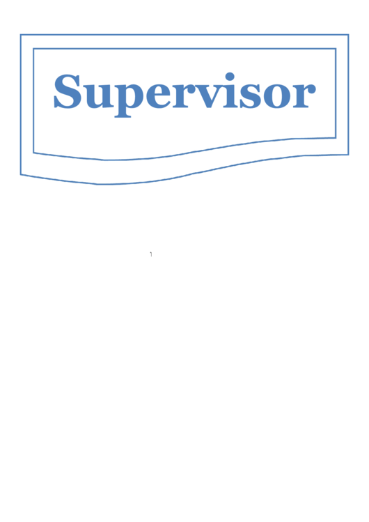 Supervisor Sign Printable pdf