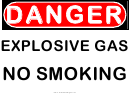 Explosive Gas No Smoking Warning Sign Template