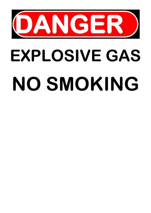 Explosive Gas No Smoking Warning Sign Template Printable pdf