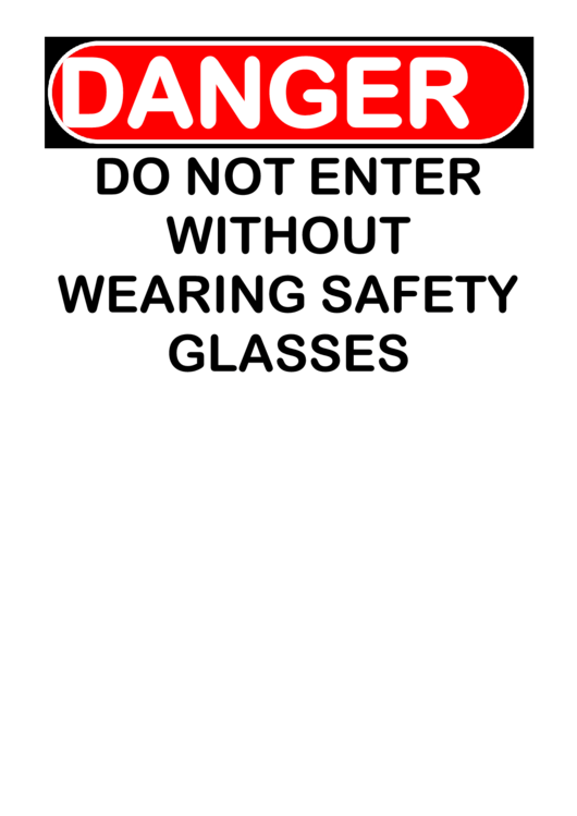 Do Not Enter Without Safety Glasses Printable pdf
