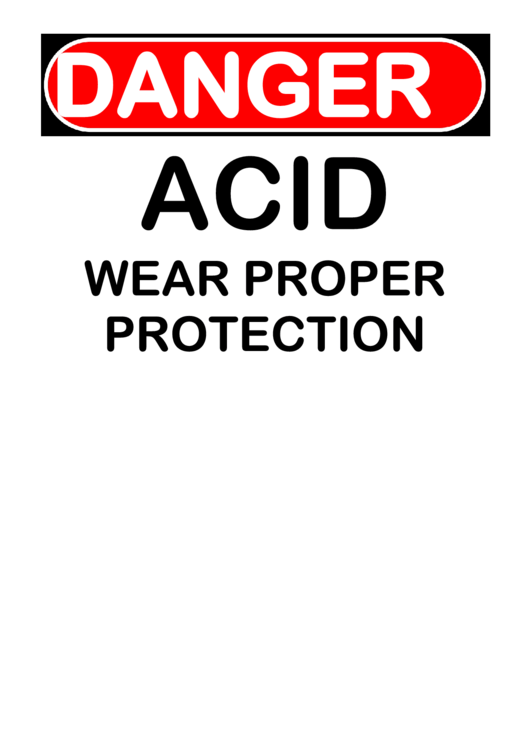 Acid Wear Protection Warning Sign Template Printable pdf