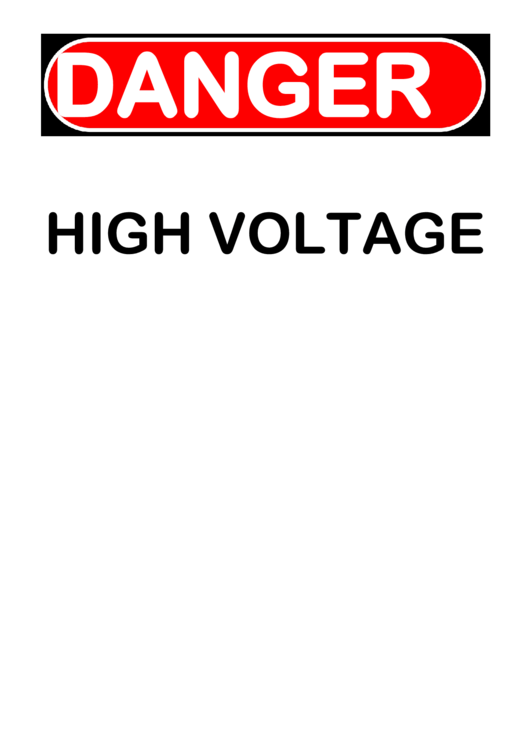 High Voltage Warning Sign Template Printable pdf