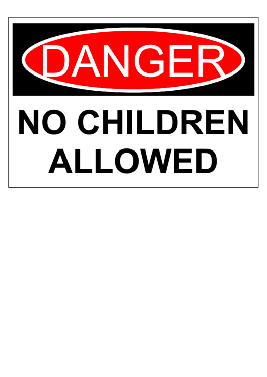 No Children Allowed Sign Printable pdf