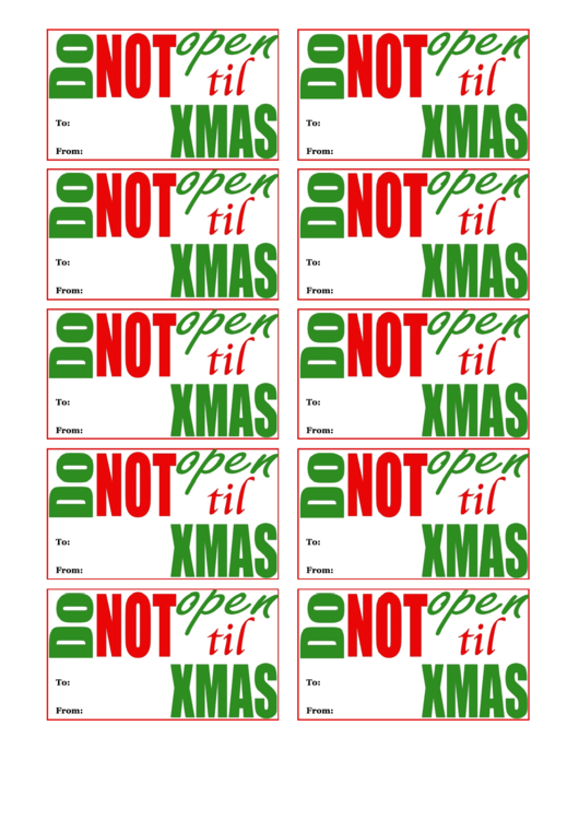 Do Not Open Gift Tag Template Printable pdf
