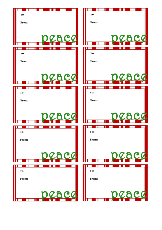 Christmas Peace Gift Tag Template Printable pdf