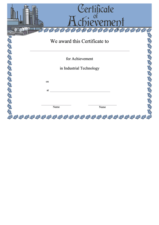Industrial Technology Achievement Printable pdf