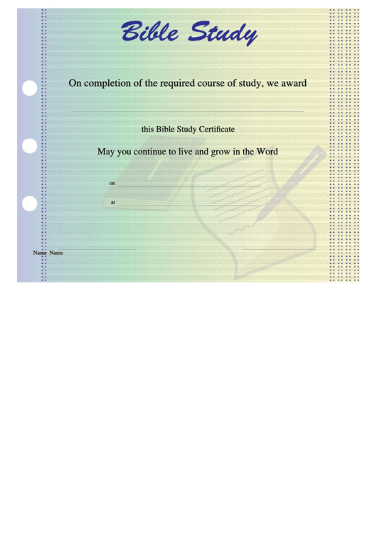 Bible Study Certificate Template Printable pdf