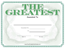 The Greatest Certificate