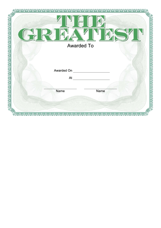 The Greatest Certificate Printable pdf