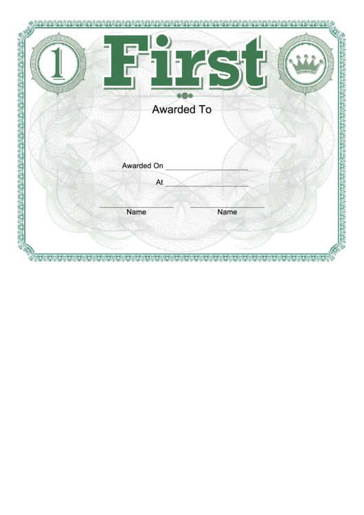 First Place Certificate Printable pdf