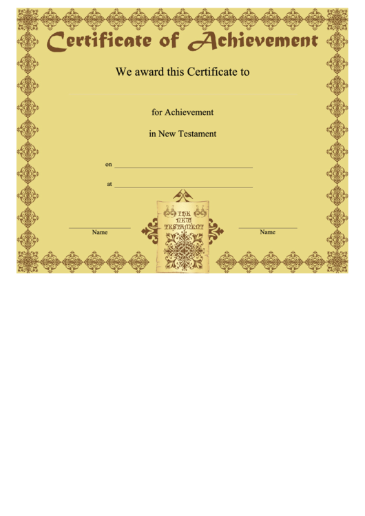 New Testament Achievement Printable pdf