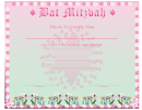 Bat Mitzvah Certificate Pink