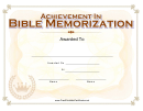 Bible Memorization Certificate