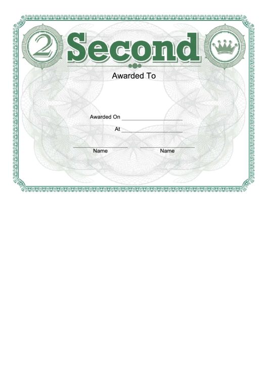 Second Place Certificate Printable pdf