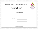 Literature Achievement Princess Certificate
