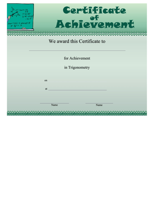 Trigonometry Achievement Printable pdf