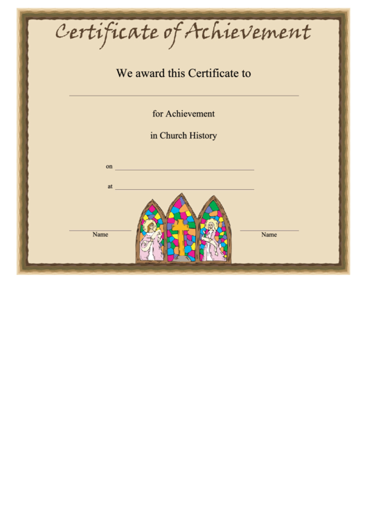 Church History Achievement Printable pdf