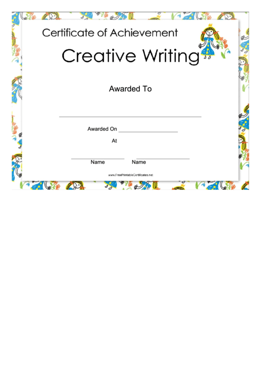 Creative Writing Achievement Princess Certificate Printable pdf