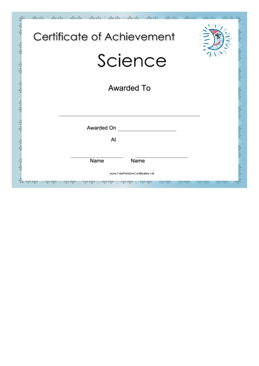 Science Achievement Certificate Printable pdf