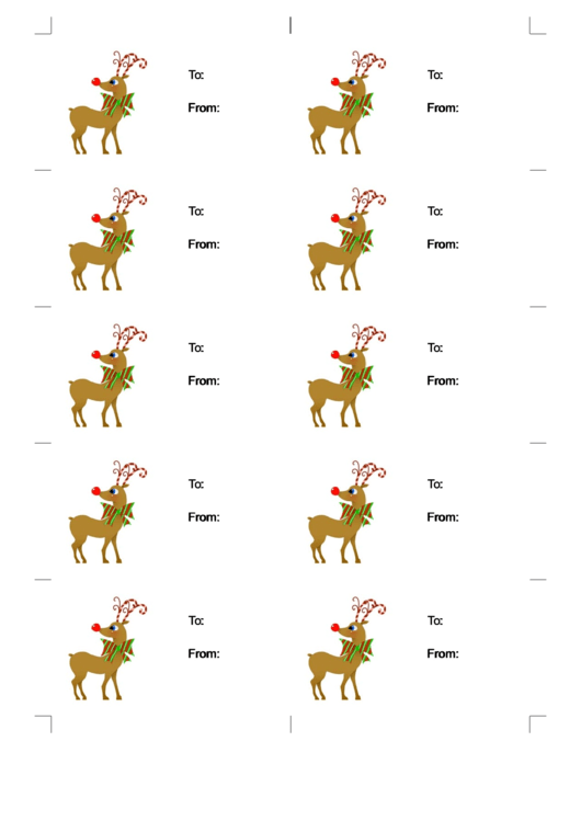 Reindeer Gift Tag Template Printable pdf