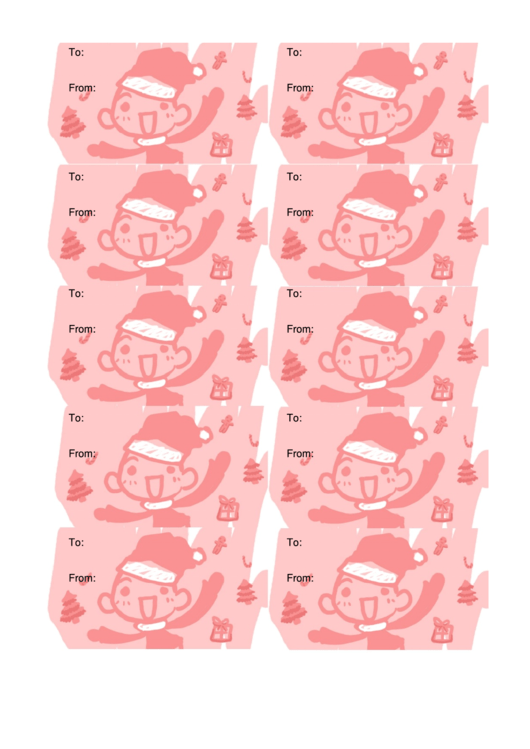 Pink Santa Gift Tag Template Printable pdf