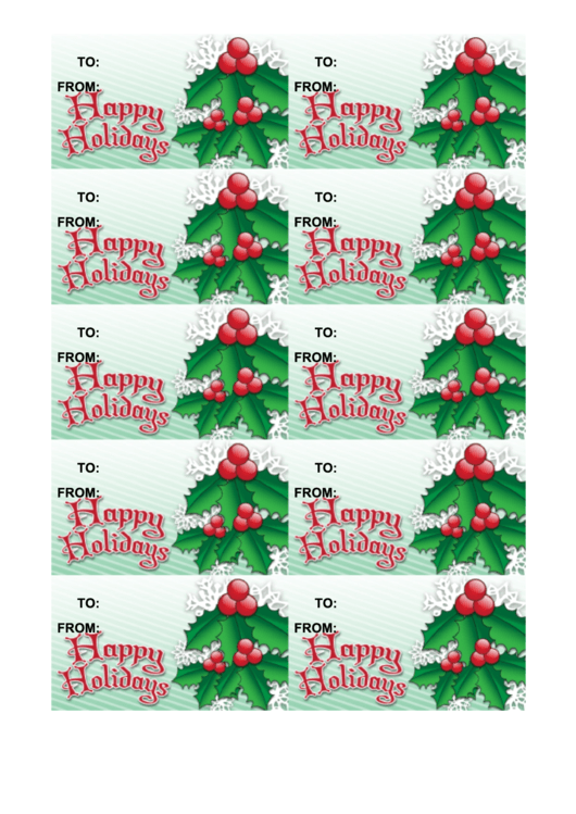 Happy Holidays Gift Tag Template - Snowflakes Printable pdf