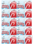 Seasons Greetings Gift Tag Template - Candy Cane
