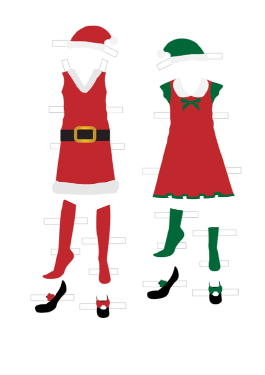Christmas Paper Doll Outfit Template Printable pdf